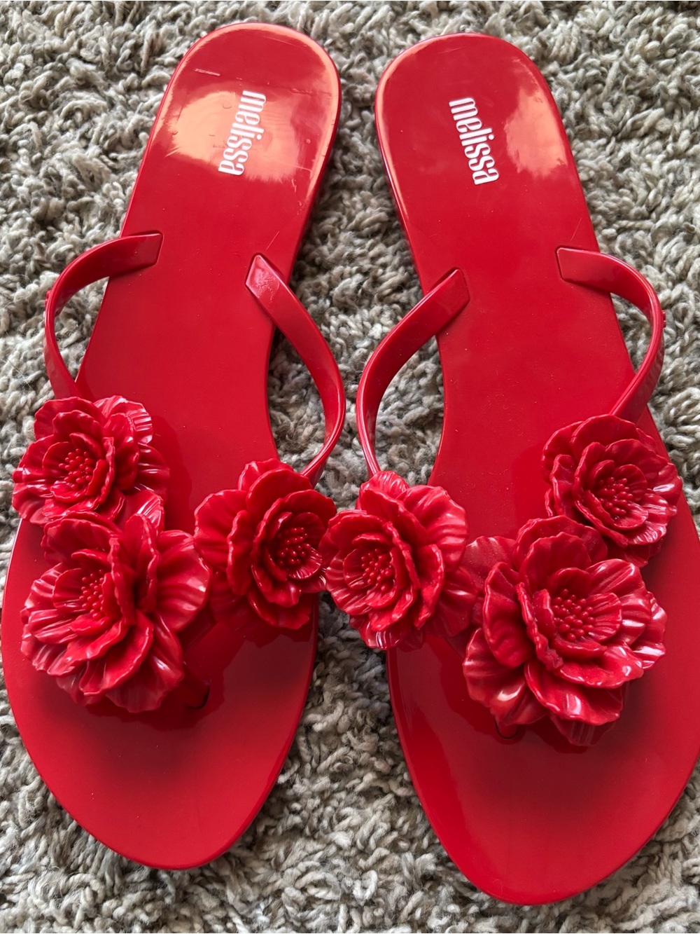 Melissa Red Floral Jelly Sandals
